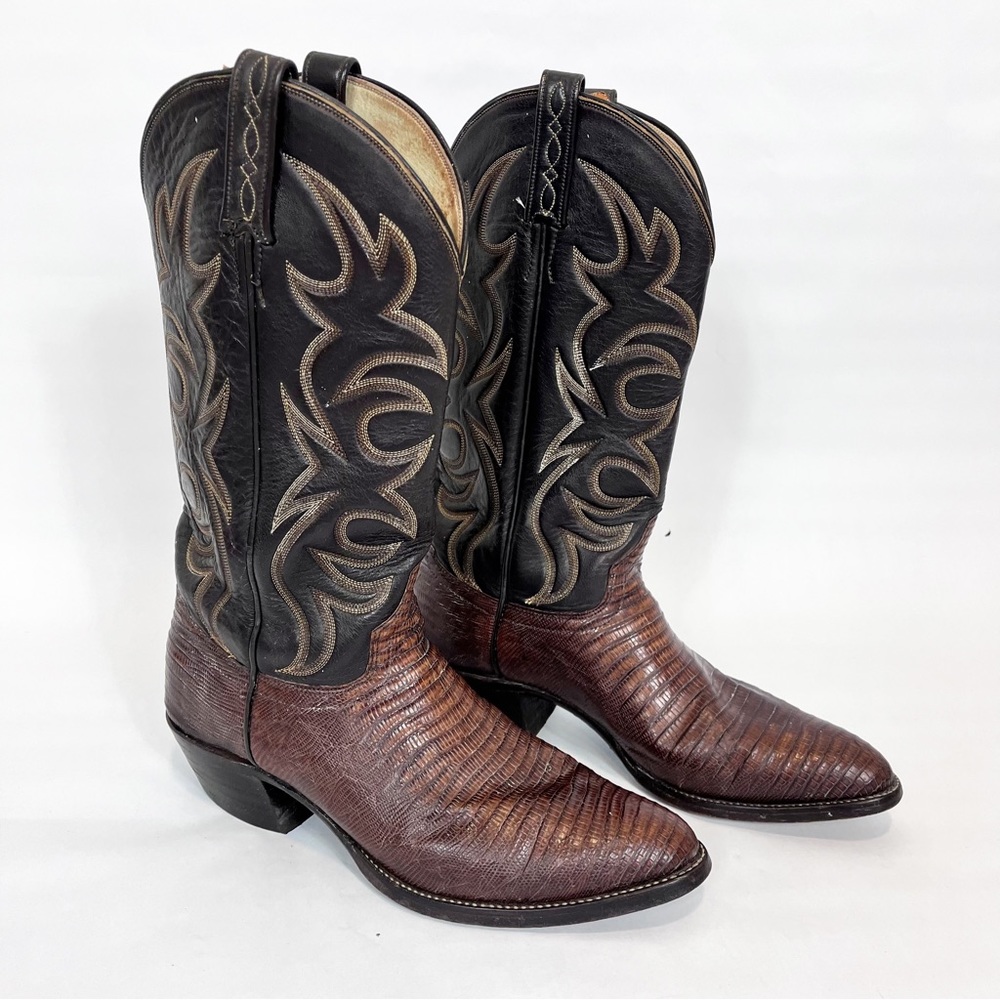 Vintage El Dorado Lizard Skin Leather Brown Cowboy Boots Size 10